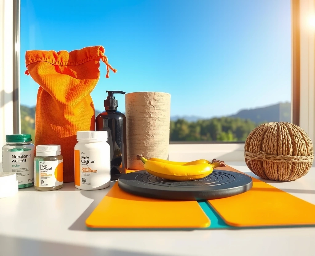 Natural wellness routine with supplements and healthy lifestyle