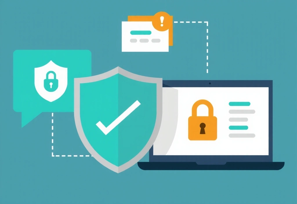 Data collection illustration showing shield and document protection
